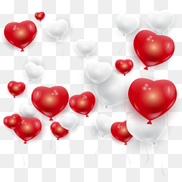 白色红色爱心气球