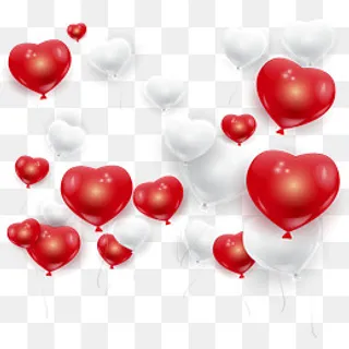 白色红色爱心气球