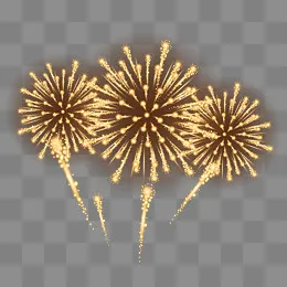 金色闪耀春节烟花,免抠元素(2501*2081px)