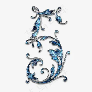 蓝色精致装饰数字5