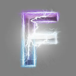 炫酷紫色蓝色闪电字母F