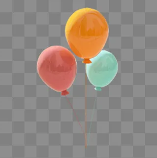 3D卡通彩色气球卡通立体C4D电商,免抠元素
