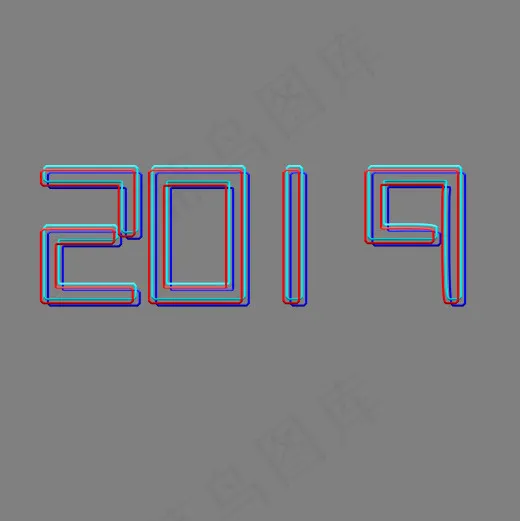 2019年线条透明字(2000*2000px)psd模版下载