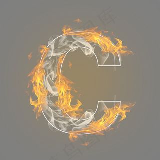 炫酷火焰烟雾光效字母C
