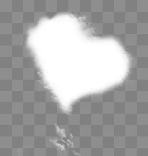 夏日天空中的蓬松的心形云。,免抠元素 夏日天空中的蓬松的心形云。,免抠元素