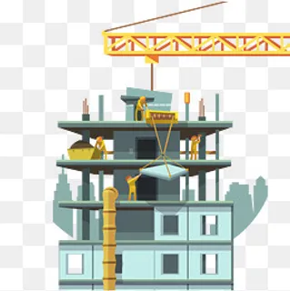 卡通建筑施工的工地,免抠元素