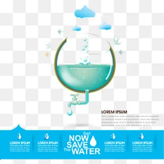 蓝色矢量节约用水