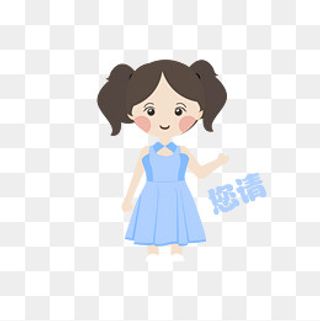 Q版可爱女孩表情包您请