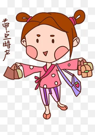 手绘卡通可爱女孩带点特产表情包