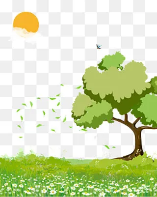 矢量手绘卡通大树,免抠元素