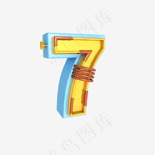 C4D立体装饰数字倒计时7(2000*2000px)