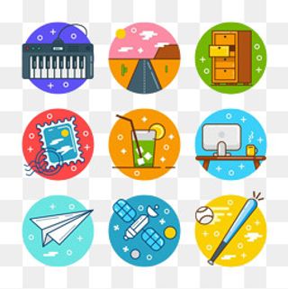 卡通日常生活小图标,免抠元素