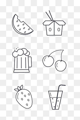 简笔夏日水果图标素材,免抠元素