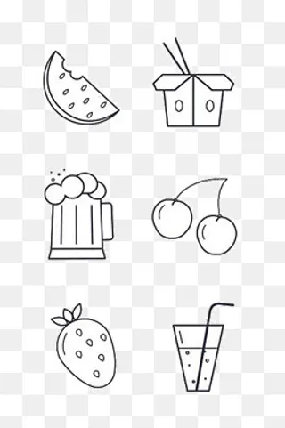 简笔夏日水果图标素材,免抠元素