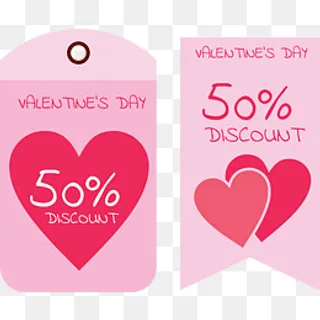 粉色情人节促销标签,免抠元素