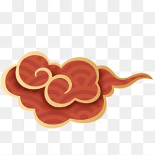 棕色卡通祥云简图,免抠元素