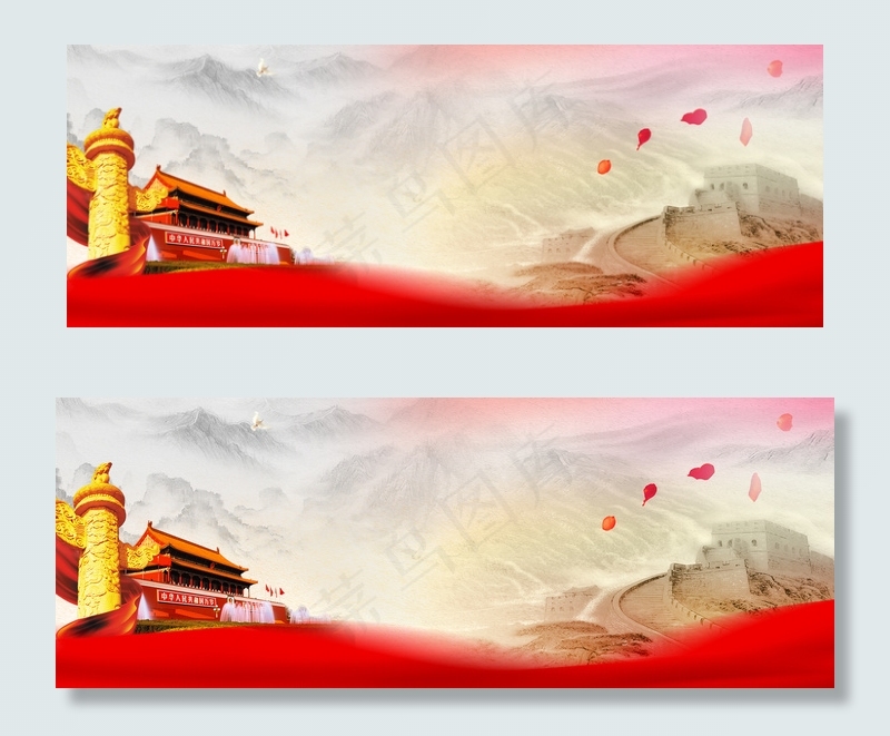 保卫祖国大气华表中国风背景背景图片素材