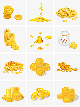 通用节日金色卡通风活动促销金币,免抠元素(2000*2680px)psd模版下载