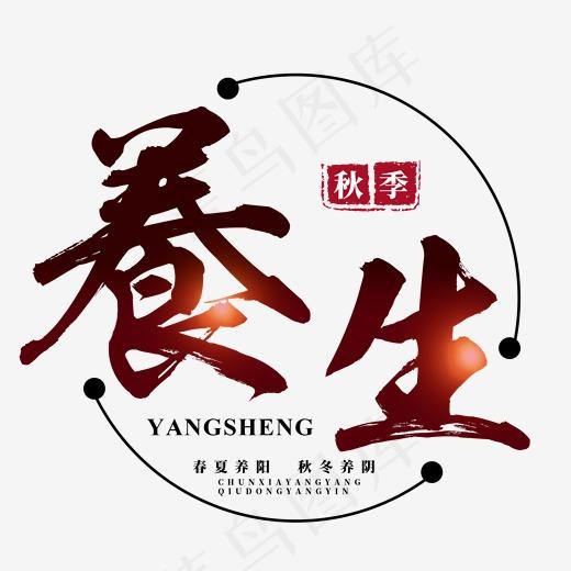 秋季养生进补食补膳食中草药医养身体健康食疗传统毛笔书法,免抠元素艺术字