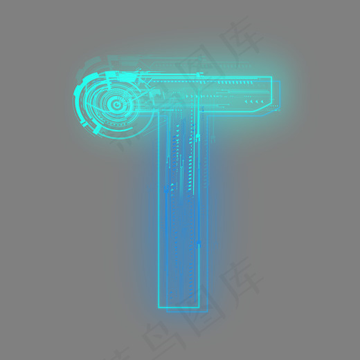 科技线条蓝色绿色字母T(3000*3000px)psd模版下载