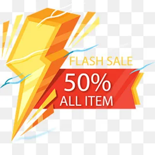 闪电红色黄色立体风促销设计素材,免抠元素