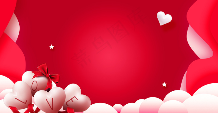 情人节love爱心剪纸风海报背景图片素材