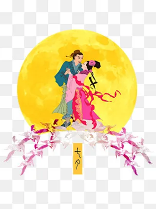 牛郎织女七夕鹊桥相会,免抠元素