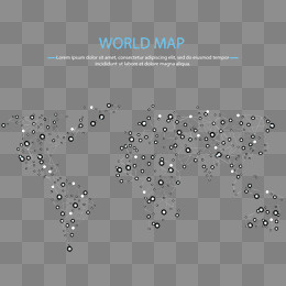 蓝色光点连线世界地图,免抠元素(1500*1239px)ai矢量模版下载