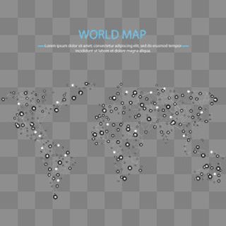 蓝色光点连线世界地图,免抠元素