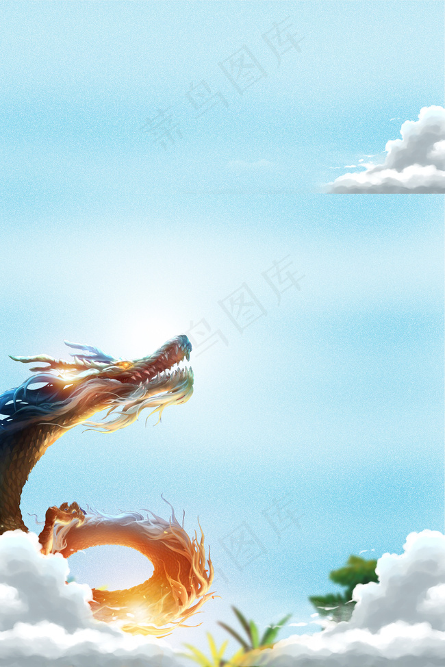 大气清新中式龙抬头节日背景背景图片素材,背景元素
