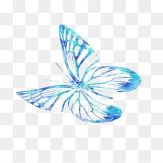 蝴蝶漂浮彩色水墨风,免抠元素