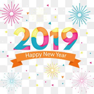 彩色烟花可爱2019新年,免抠元素