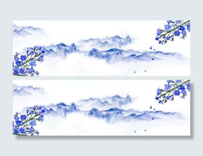 中国风古韵水墨画banner背景图片素材,背景元素