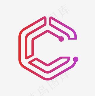 红色炫酷渐变科技矢量字母C