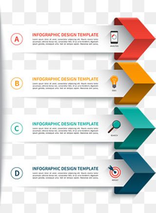 英文数字彩色扁平流程表,免抠元素