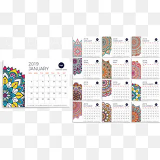 复古花纹新年日历,免抠元素