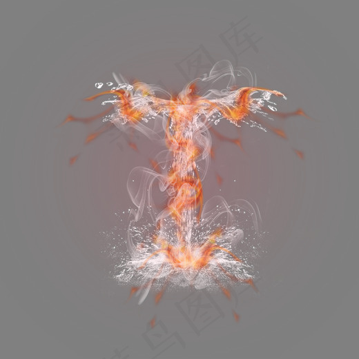 水火烟雾字母I(3000*3000px)psd模版下载