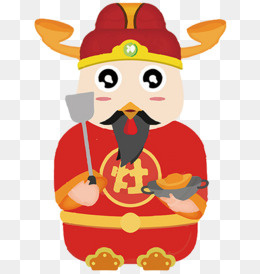 春节卡通呆萌灶神,免抠元素