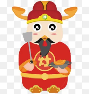 春节卡通呆萌灶神,免抠元素