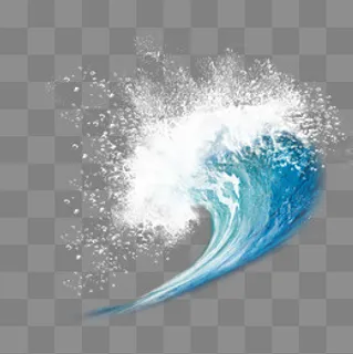 蓝色海浪白色浪花元素,免抠元素