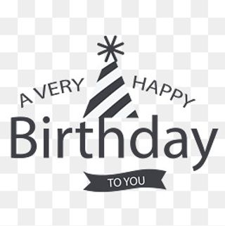 黑色祝你生日快乐标签,免抠元素