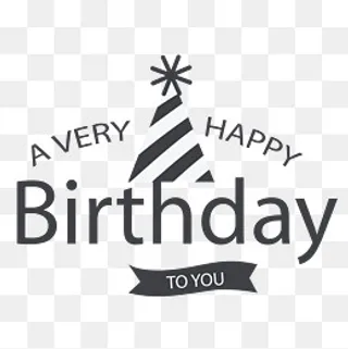 黑色祝你生日快乐标签,免抠元素