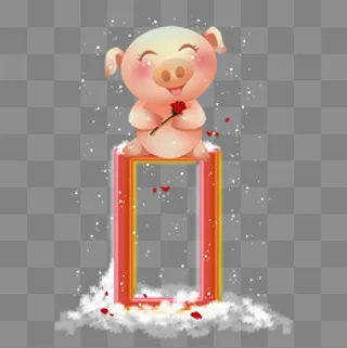 跨年倒计时可爱卡通年猪1png免抠,免抠元素