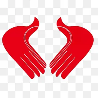 可爱红色双手呵护图形,免抠元素