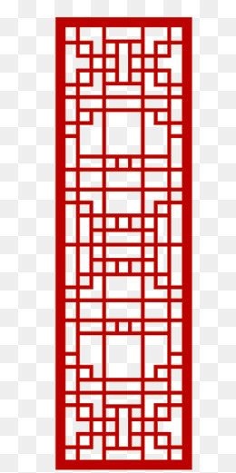 红色格子屏风图案,免抠元素(1181*2362px)