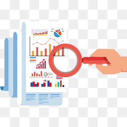 用放大镜看数据统计表,免抠元素
