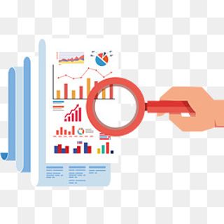 用放大镜看数据统计表,免抠元素