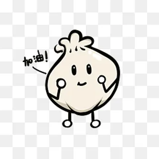 美食餐饮Q版肉包子加油打气免抠PN