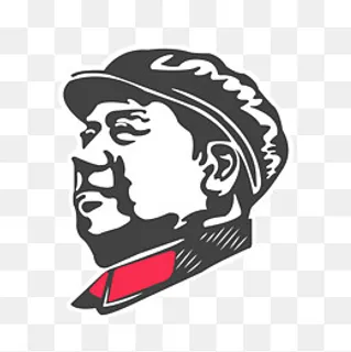 建军节手绘矢量扁平毛主席头像装,免抠元素