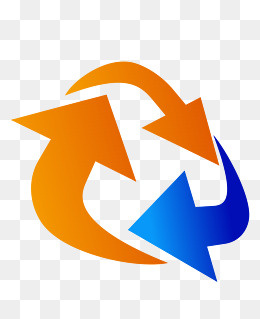 矢量双色循环箭头PNG图片,免抠元素